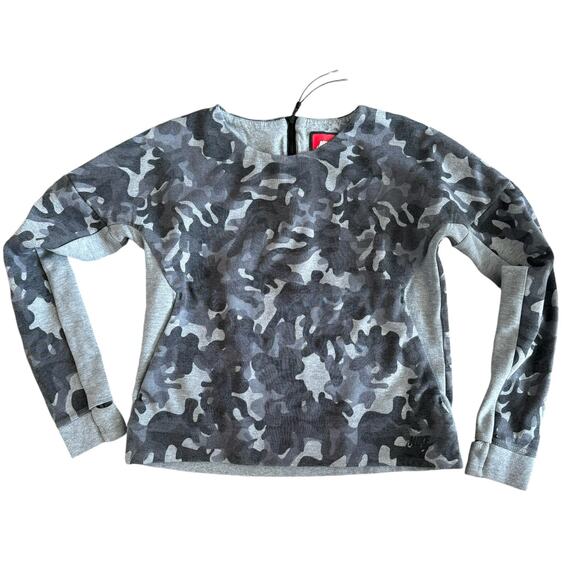 Nike Womens Sweat Tech Fleece Camo Crew Neck Sweatshirt Long Back Zipper - Small - Picture 4 of 13